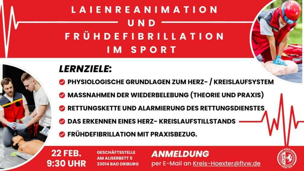 Kurs zur "Laienreanimation und Frühdefibrillation im Sport"